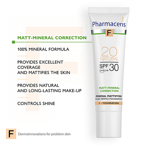 کرم پودر مینرال مات کننده فارماسریز SPF 30 شماره Natural 20 حجم 30 میل