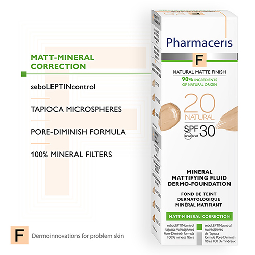 کرم پودر مینرال مات کننده فارماسریز SPF 30 شماره Natural 20 حجم 30 میل