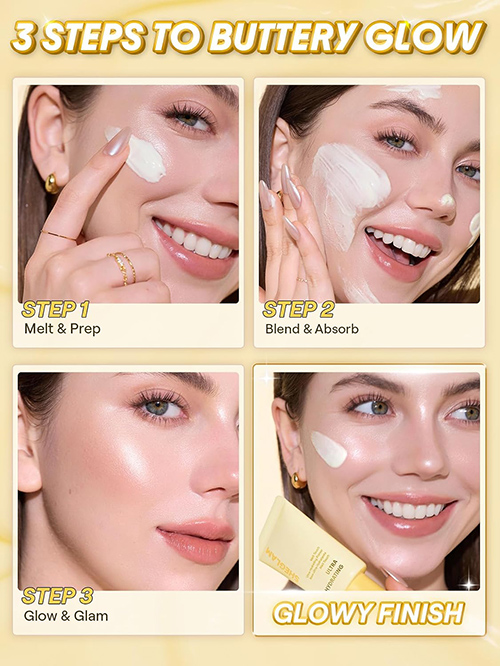 پرایمر آبرسان قوی مدل BUTTERY GLOW مناسب پوست خشک تا نرمال
