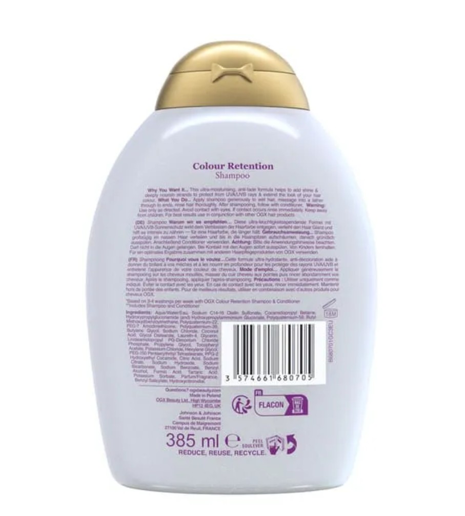 شامپو تثبیت کننده رنگ مو OGX مدل Color Retention حجم 385 میل