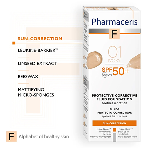 کرم پودر فلوئیدی فارماسریز مدل Sun-Correction SPF 50+ شماره 01 Ivory 30 میل