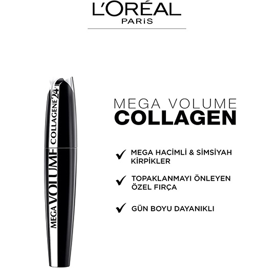 ریمل حجم دهنده اکسترا بلک 24 ساعته Mega Volume Collagen Extra Black