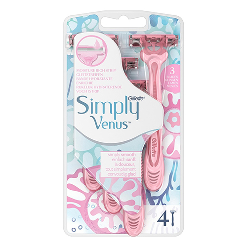 خودتراش یکبار مصرف زنانه ژیلت ونوس Simply Venus 3 بسته 4 عددی