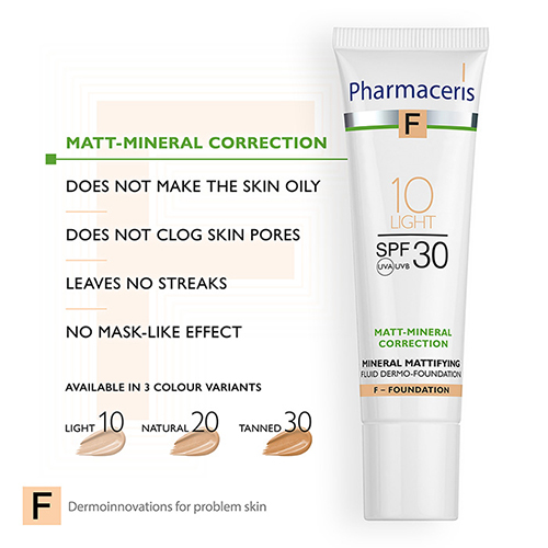 کرم پودر مینرال مات کننده فارماسریز SPF30 شماره 10 Light حجم 30 میل