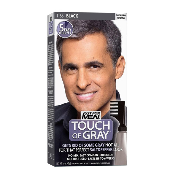 کیت رنگ موی مردانه جاست فور من مدل تاچ آو گری Touch Of Gray رنگ مشکی