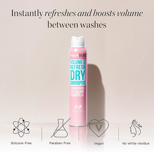 شامپو خشک هیربرست HairBurst مدل Volume & Refresh حجم 200 میلی‌لیتر