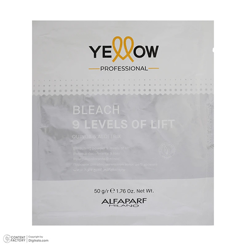 پودر دکلره یلو مدل 9Levels of lift وزن 50 گرم رنگ سفید