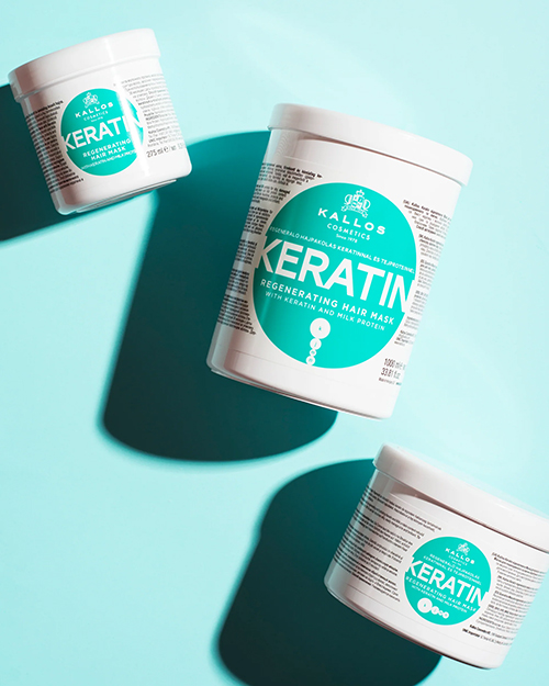 ماسک مو کراتین و پروتئین شیر مجارستانی کالوس Kallos Keratin تغذیه کننده و ترمیم کننده 275 میل
