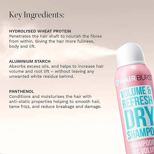 شامپو خشک هیربرست HairBurst مدل Volume & Refresh حجم 200 میلی‌لیتر