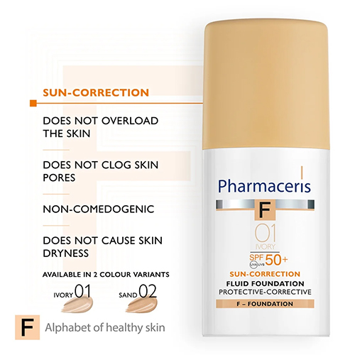 کرم پودر فلوئیدی فارماسریز مدل Sun-Correction SPF 50+ شماره 01 Ivory 30 میل