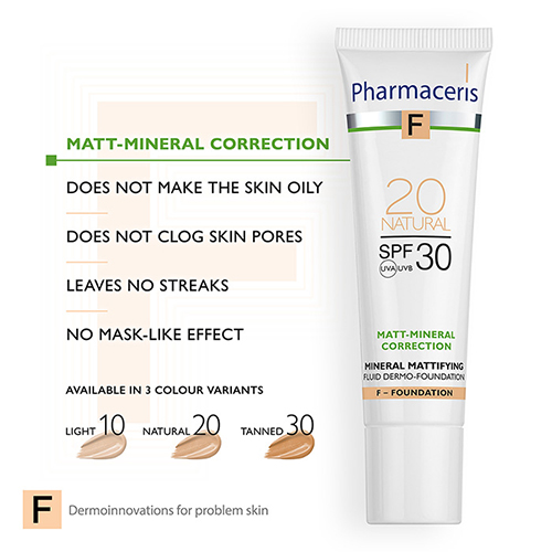کرم پودر مینرال مات کننده فارماسریز SPF 30 شماره Natural 20 حجم 30 میل