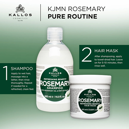 ماسک مو تقویت کننده مجارستانی کالوس Kallos Rosemary حاوی عصاره رزماری و نعناع 275 میل