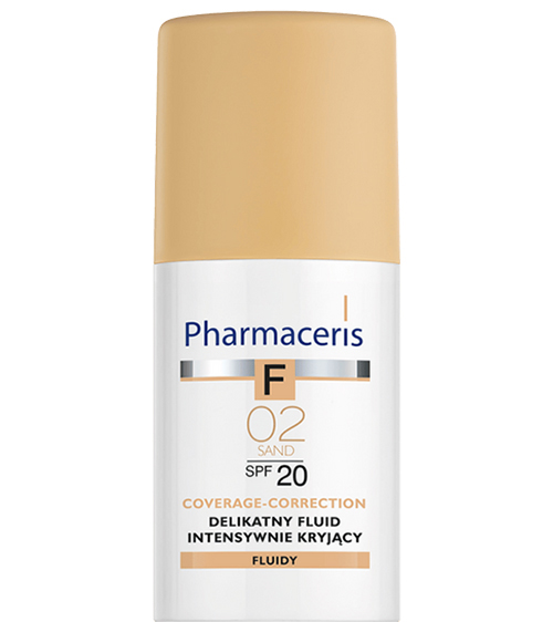 کرم پودر مایع پوشاننده قوی لهستانی فارماسیریس Pharmaceris SPF 20 تناژ Sand02 کاور بالا 30 میل
