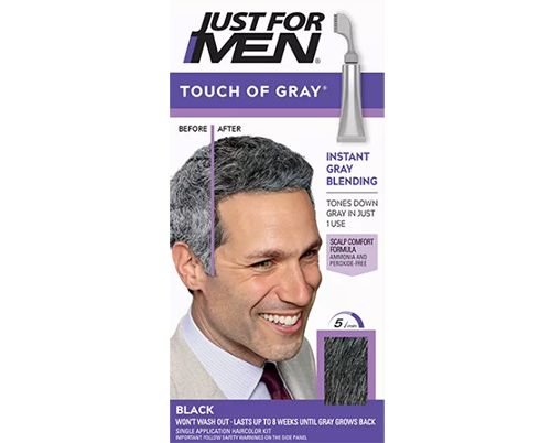 رنگ موی مردانه جاست فور من Touch Of Gray مدل T-55 Black مشکی
