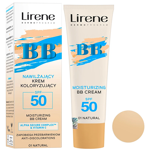 بی بی کرم لیرن Moisturizing SPF 50 رنگ 01 طبیعی 30 میل