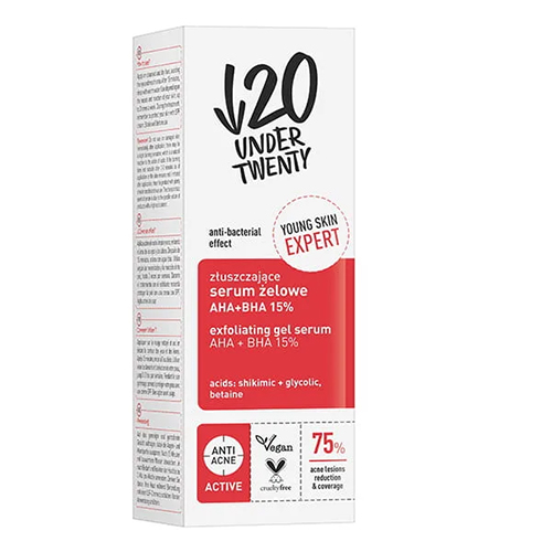 ژل لایه بردار آنتی باکتریال پوست چرب Under Twenty حجم 30 میل