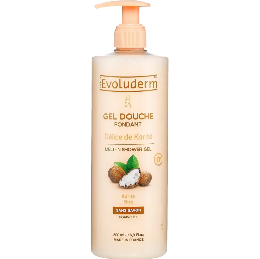 ژل شستشو بدن اولودرم مدل Karite Shea با رایحه میوه درخت شیا مناسب برای انواع پوست حجم 500 میلی‌لیتر